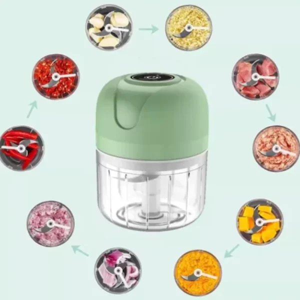 Mini Triturador De Alimentos Elétrico com 3 Lâminas de Aço Inox USB 250ml Bivolt - Imagem 6