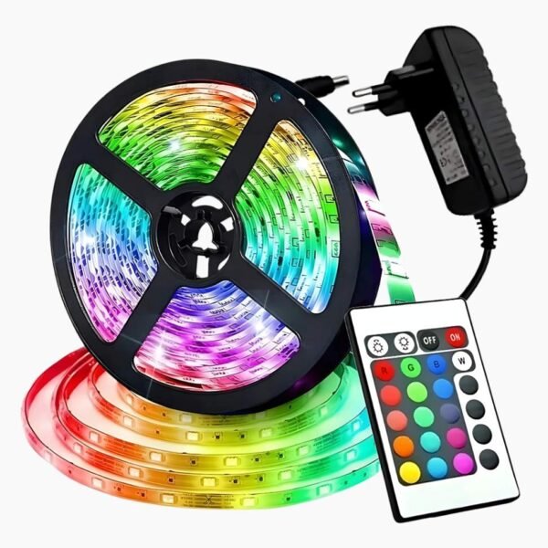 Fita LED RGB 5050 Rolo 5m Ip65 com Controle Remoto e Fonte Bivolt 12V - Imagem 7