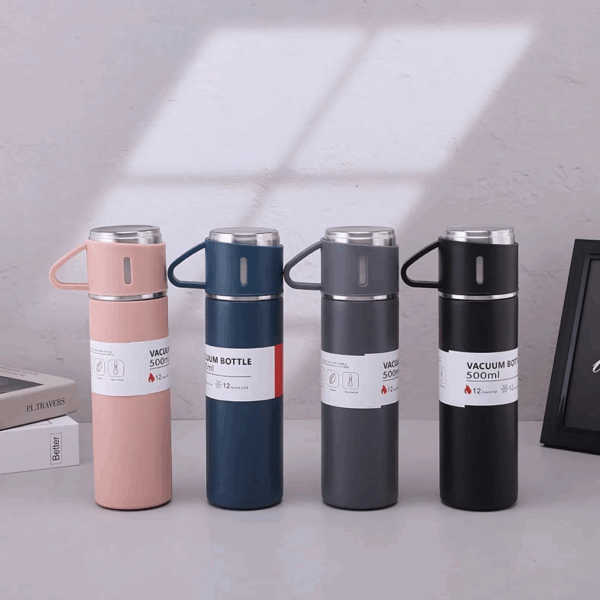 Kit Garrafa Térmica, Conjunto com 3 Xícaras, Frasco a Vácuo 500ml - Imagem 10