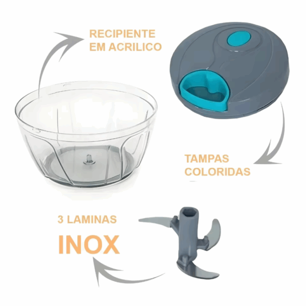 Multi Processador de Alimentos Manual Premium 3 Lâminas Inox - Imagem 4