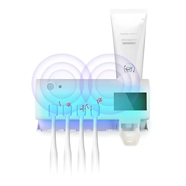Suporte e Higienizador de Escova De Dentes Com Esterilizador UV e Dispenser Automático para Pasta De Dente - Imagem 3