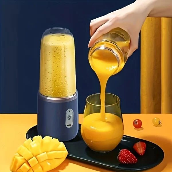 Mini Liquidificador Portátil Bateria Recarregável USB e 6 Lâminas de Aço Inox - Mixer Juicer Cup 300ML - Imagem 2