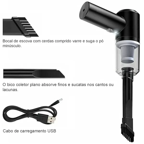 Mini Aspirador de Pó Portátil Recarregável - 120W de Alta Potência Sucção - Imagem 4