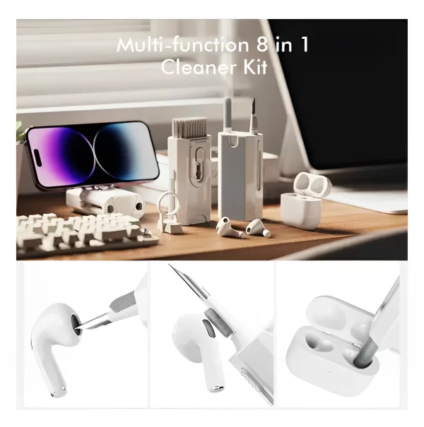Kit Limpeza de Eletrônicos Multifuncional 8 em 1 – Teclado, Fone, Celular, Computador, Removedor de Teclas e Mais - Imagem 4