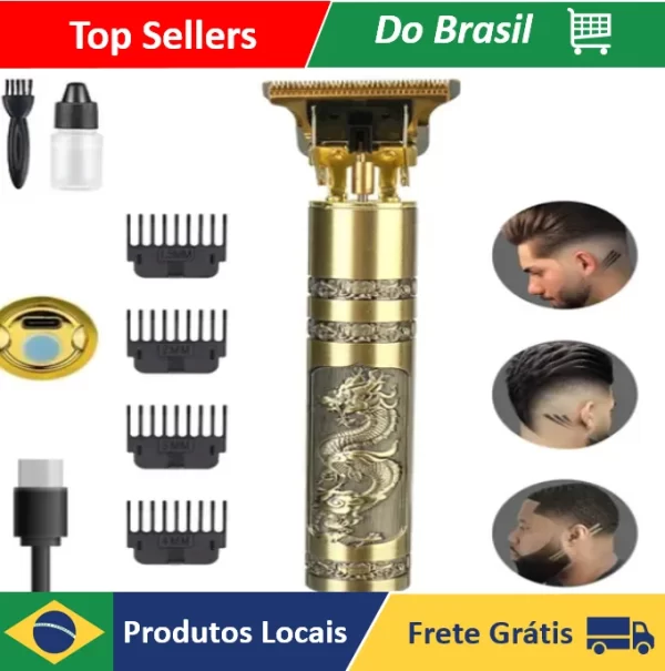 Máquina de Barbear e Cortar Cabelo - Profissional 3 em 1, Sem Fio, Portátil, Bateria Recarregável