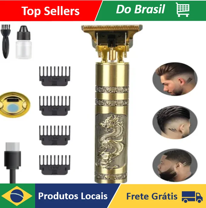 Máquina de Barbear e Cortar Cabelo - Profissional 3 em 1, Sem Fio, Portátil, Bateria Recarregável