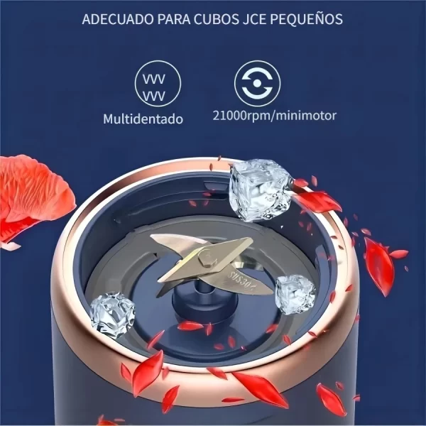 Mini Liquidificador Portátil Bateria Recarregável USB e 6 Lâminas de Aço Inox - Mixer Juicer Cup 300ML - Imagem 4