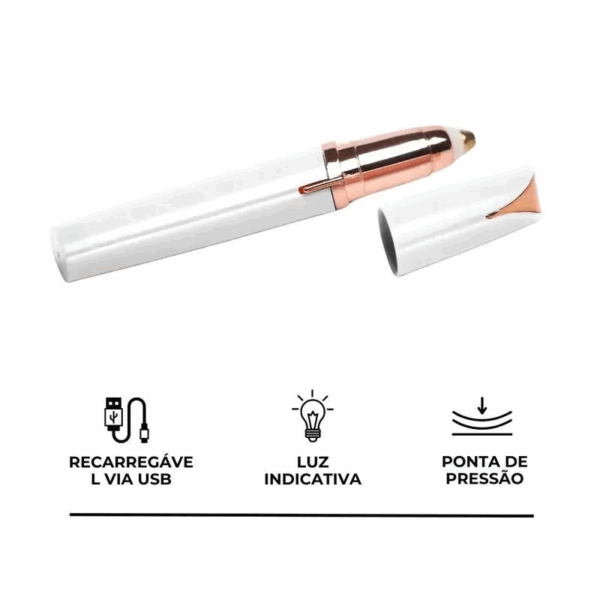 Caneta Depiladora de Sobrancelha - Removedor de Pelos Facias Elétrico Recarregável USB - Imagem 4