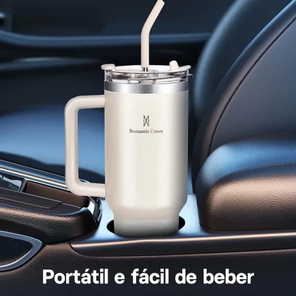 Romantic Crown Copo Térmico Inox 1,2L com Alça, Tampa e Canudo Inox - Imagem 6
