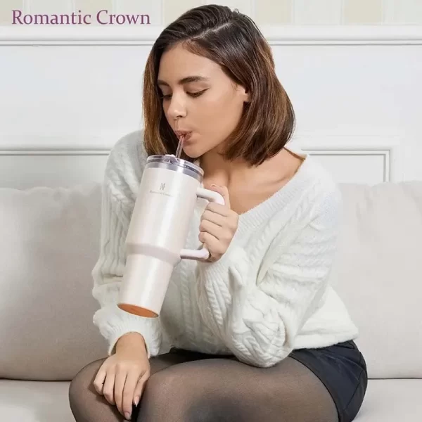 Romantic Crown Copo Térmico Inox 1,2L com Alça, Tampa e Canudo Inox - Imagem 9