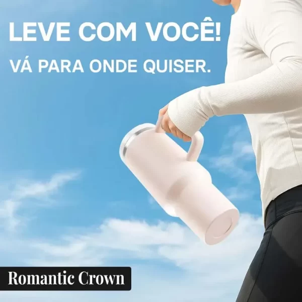 Romantic Crown Copo Térmico Inox 1,2L com Alça, Tampa e Canudo Inox - Imagem 8