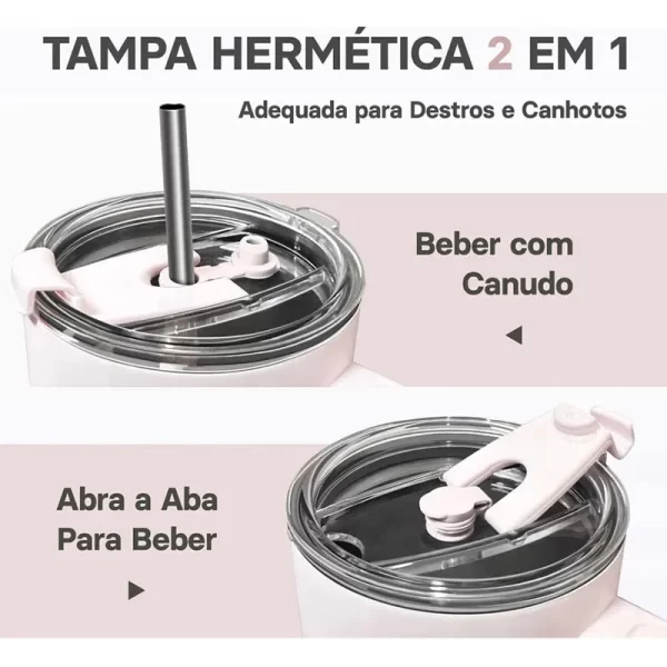 Romantic Crown Copo Térmico Inox 1,2L com Alça, Tampa e Canudo Inox - Imagem 5