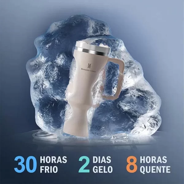 Romantic Crown Copo Térmico Inox 1,2L com Alça, Tampa e Canudo Inox - Imagem 3