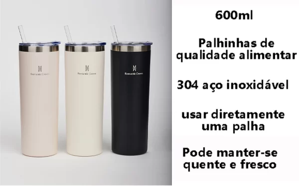 Copo Térmica 600ml Inox Anti-vazamento - Romantic Crown - Imagem 8