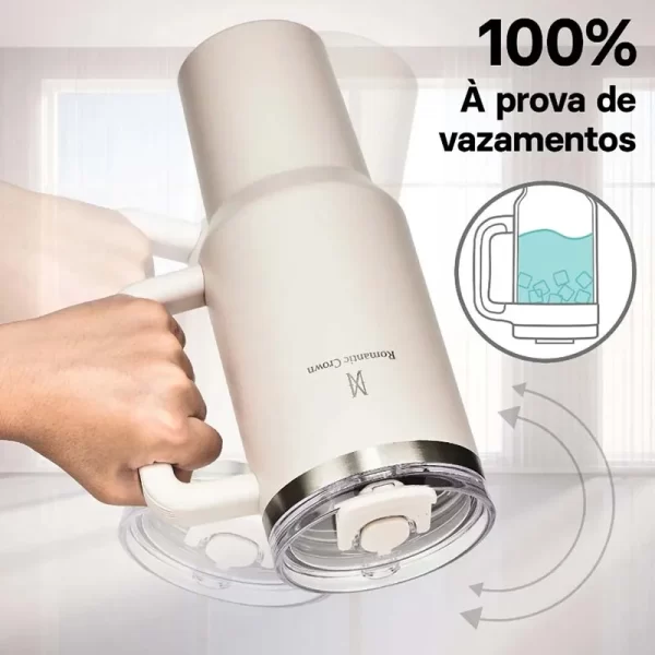 Romantic Crown Copo Térmico Inox 1,2L com Alça, Tampa e Canudo Inox - Imagem 7