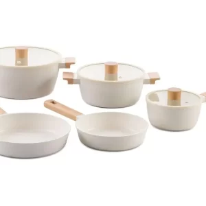 Jogo de Panelas Brinox Revestimento Cerâmico Creme 5 Peças – Ceramic Life Nordic