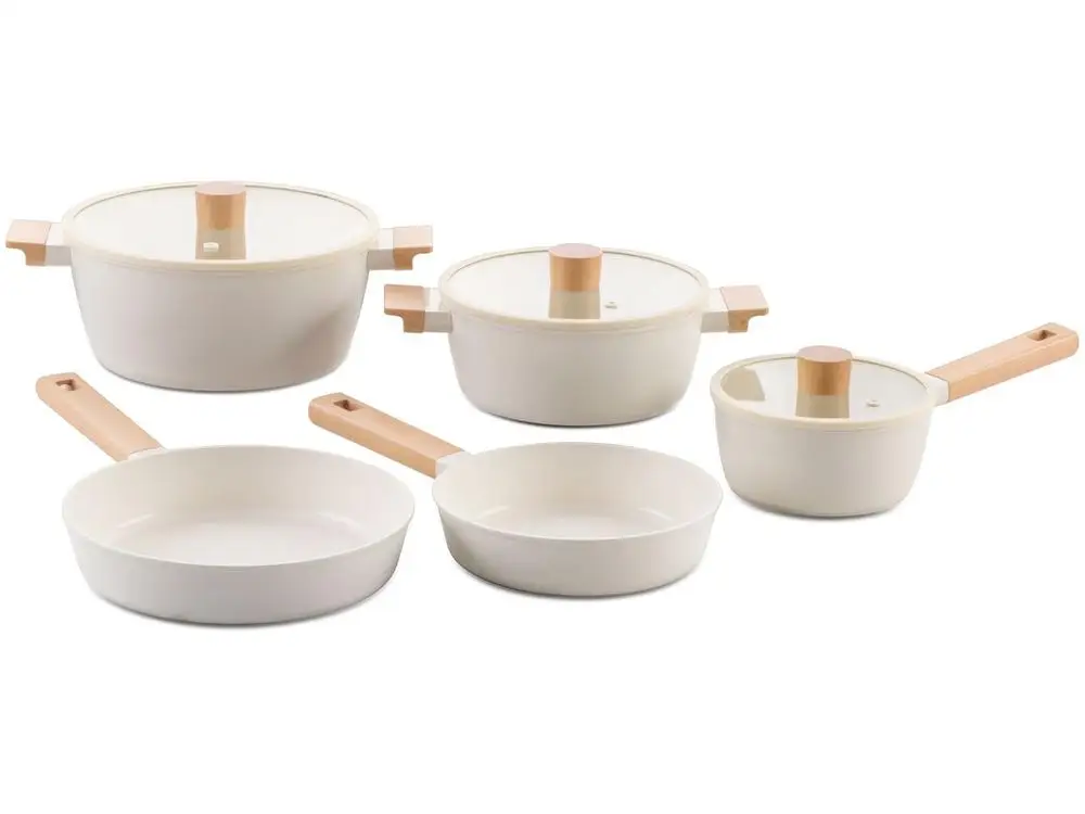 Jogo de Panelas Brinox Revestimento Cerâmico Creme 5 Peças – Ceramic Life Nordic