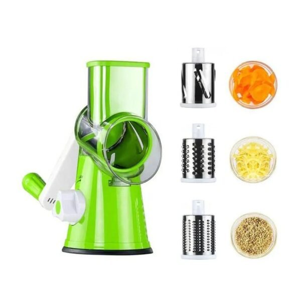 Ralador Fatiador Multiuso Legumes Alimentos Manual Travas 3 Lâminas Aço Inox - Imagem 2